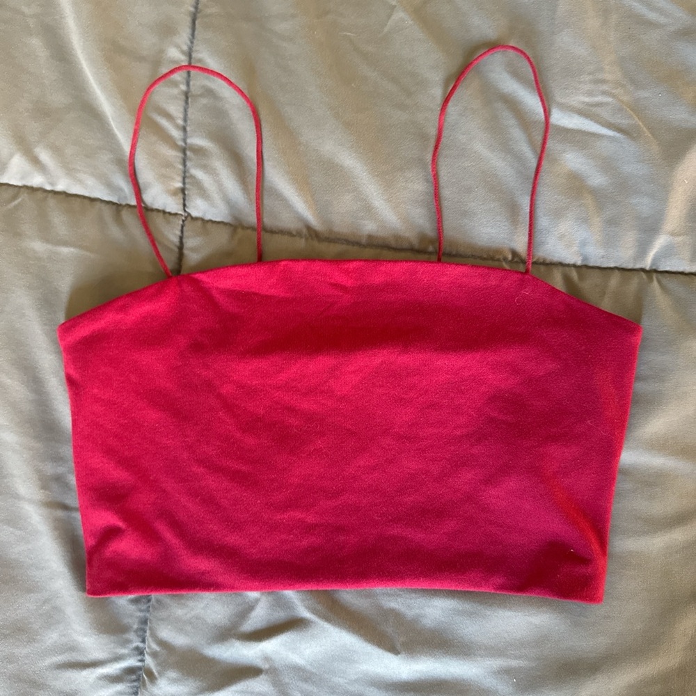 SHEIN Bold Burgundy/Red Strapless Top